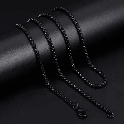 WOLFHA  JEWELRY CHAIN Box Stainless Steel Black Chain  1