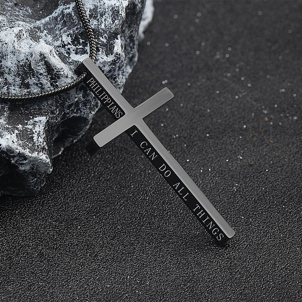 WOLFHA JEWELRY 4:13 Cross Bible VerseStainless Steel Pendant Necklace 4