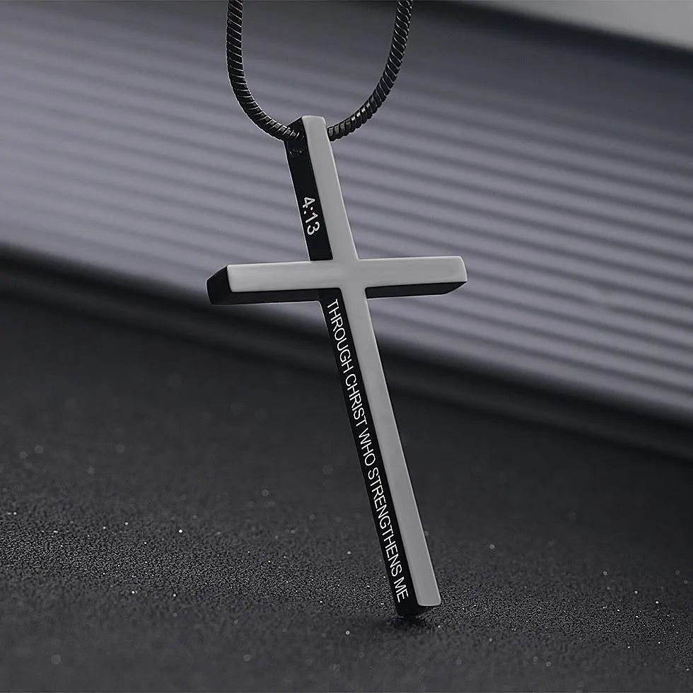 WOLFHA JEWELRY 4:13 Cross Bible VerseStainless Steel Pendant Necklace 7