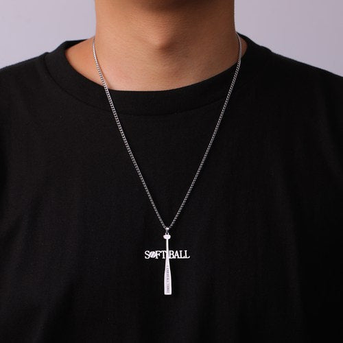 WOLFHA JEWELRY Softball Bat Cross Stainless Steel Necklace Pendant 5