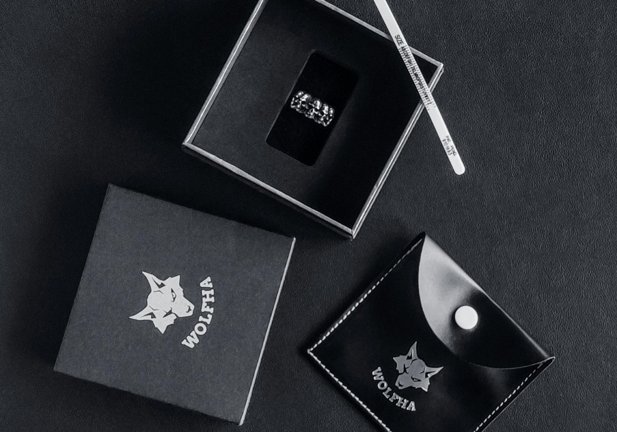 Wolfha-Jewelry-Vintage Surrounded Stainless Steel Skull Ring package