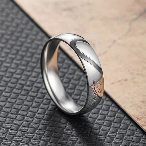 WOLFHA JEWELRY Couple Heart-Shaped Stainless Steel Rings 4