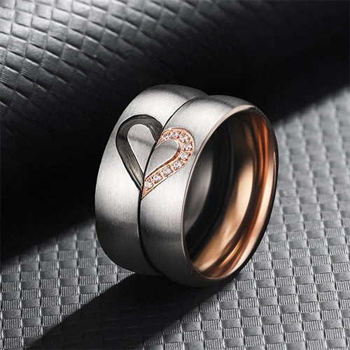 WOLFHA JEWELRY Couple Zirconia Heart-Shaped Ring 1