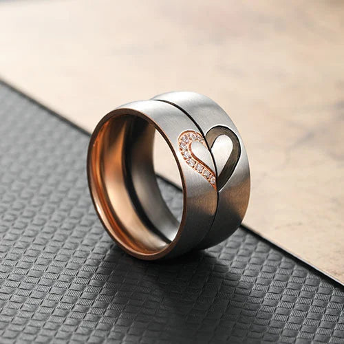 WOLFHA JEWELRY Couple Zirconia Heart-Shaped Ring 2