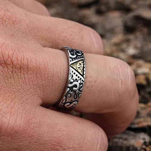 WOLFHA JEWELRY RINGS Egyptian Eye of Horus Stainless Steel Ring 5