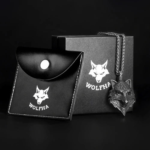 WOLFHA JEWELRY PENDANTS Ferocious Black Eyes Viking Wolf Pendant Sliver 7