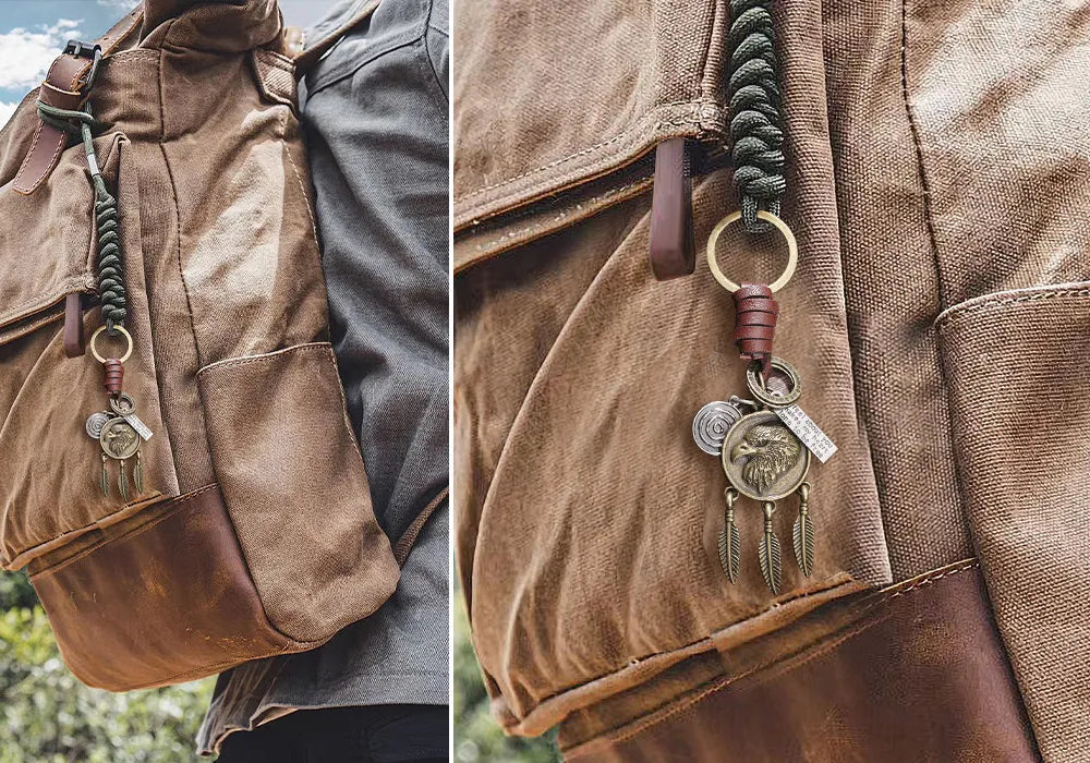 WOLFHA Jewelry Freedom_Eagle_Retro_Engraved_Keychain