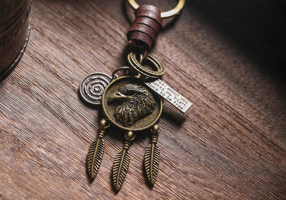 WOLFHA Jewelry Freedom_Eagle_Retro_Engraved_Keychain