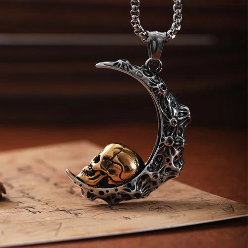 Wolfha Jewelry Gothic Crescent Skull Stainless Steel Pendant 6