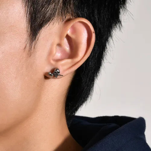 WOLFHA JEWELRY Gothic Skull Rose Flower Punk Earrings 3