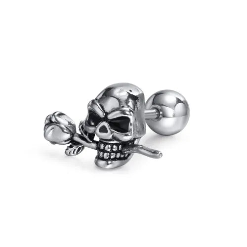 WOLFHA JEWELRY Gothic Skull Rose Flower Punk Earrings 1