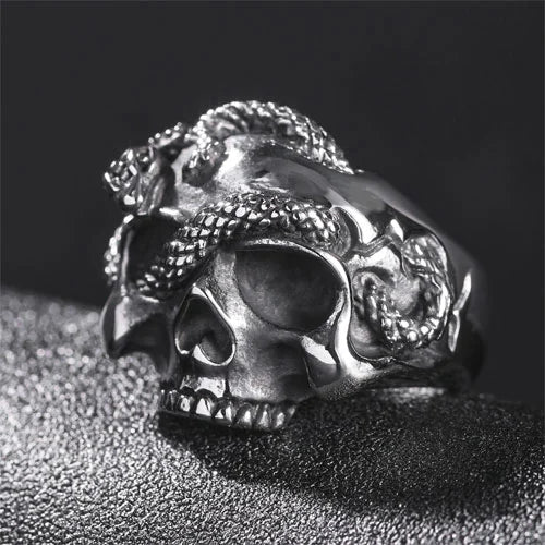 WOLFHA  JEWELRY RINGS Gothic Skull Snake Stainless Steel Ring 1