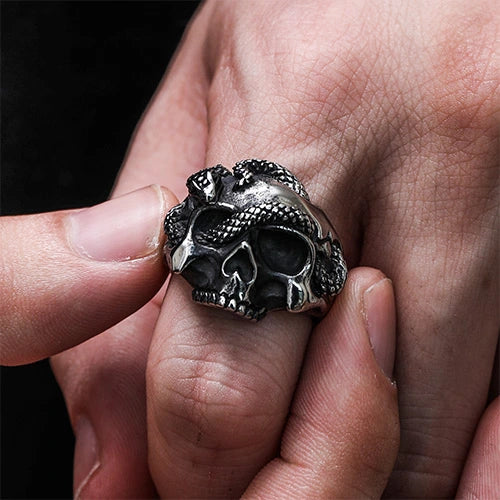 WOLFHA JEWELRY RINGS Gothic Skull Snake Stainless Steel Ring 9