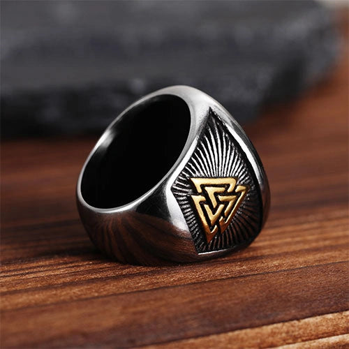 WOLFHA JEWELRY Nordic Valknut Rune Stainless Steel Viking Ring 5