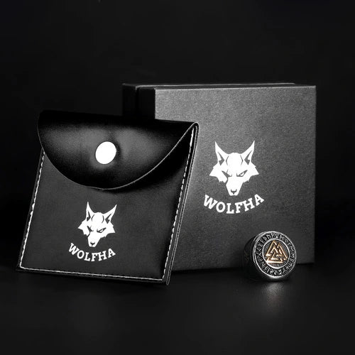 WOLFHA JEWELRY Nordic Valknut Rune Stainless Steel Viking Ring 9