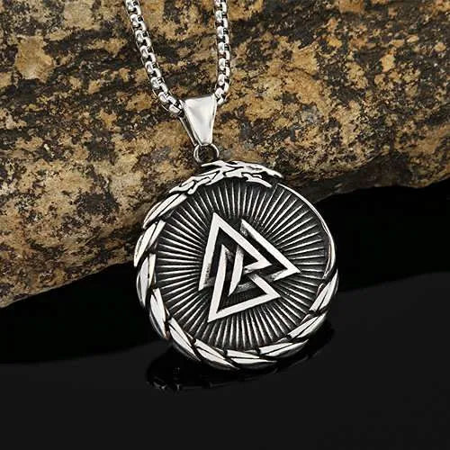 WOLFHA JEWELRY Nordic Viking Dragon Valknut Stainless Steel Pendant 3