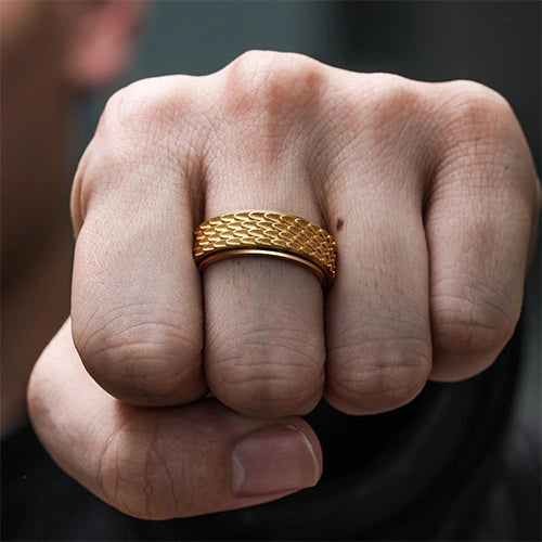 Wolfha Jewelry Retro Dragon Scale Spinner Anxiety Ring 9