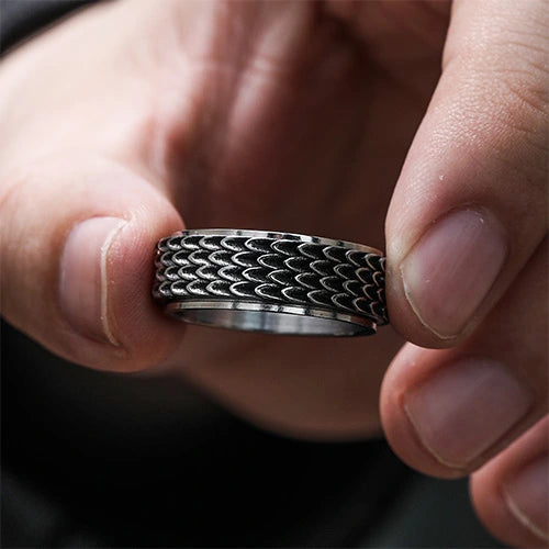 Wolfha Jewelry Retro Dragon Scale Spinner Anxiety Ring 10