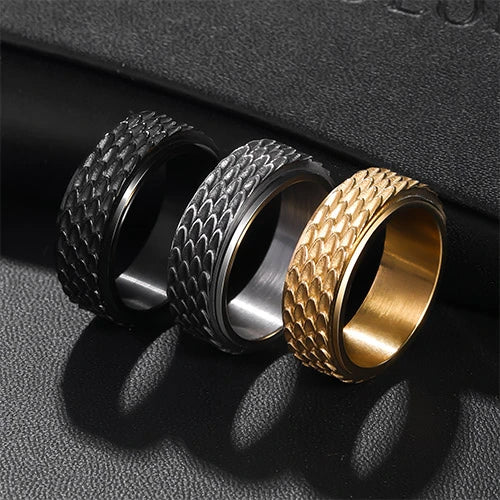 Wolfha Jewelry Retro Dragon Scale Spinner Anxiety Ring 1