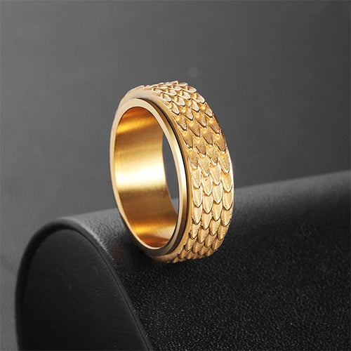 Wolfha Jewelry Retro Dragon Scale Spinner Anxiety Ring 3