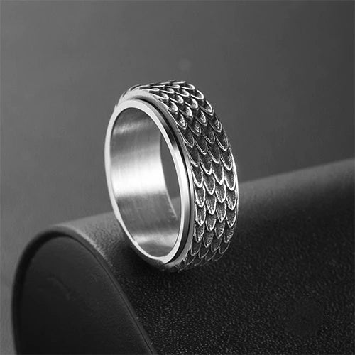 Wolfha Jewelry Retro Dragon Scale Spinner Anxiety Ring 4