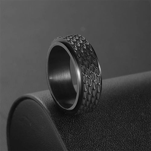 Wolfha Jewelry Retro Dragon Scale Spinner Anxiety Ring 5