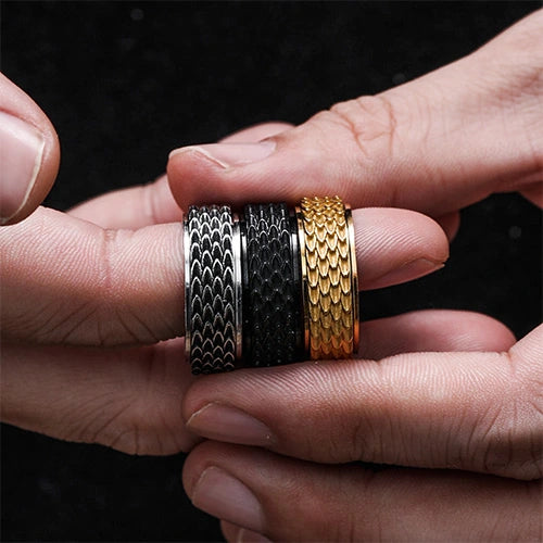 Wolfha Jewelry Retro Dragon Scale Spinner Anxiety Ring 7