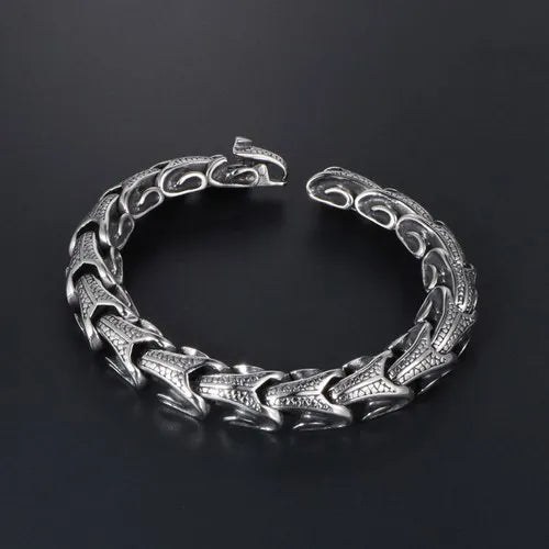 Retro Dragon Snake Bone Link Chain Bracelet 3