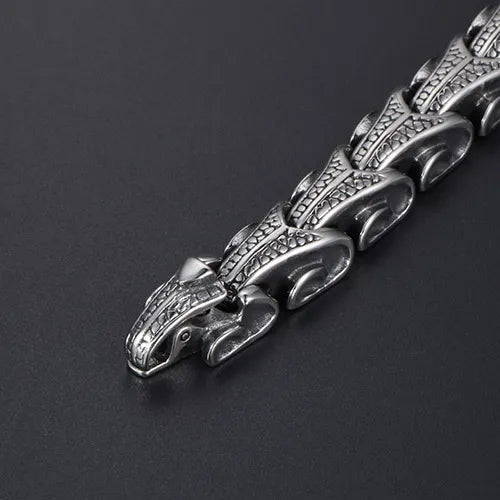 Retro Dragon Snake Bone Link Chain Bracelet 4