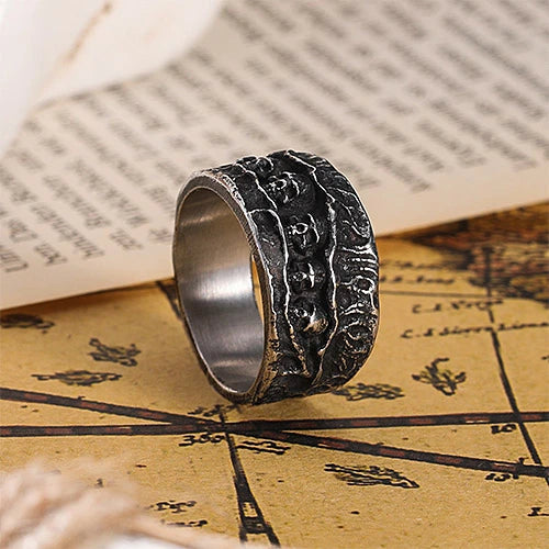 WOLFHA JEWELRY Retro Gothic Punk Style Skull Stainless Steel Ring 6