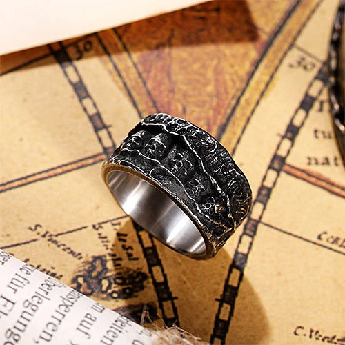 WOLFHA JEWELRY Retro Gothic Punk Style Skull Stainless Steel Ring 3