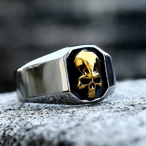 WOLFHA JEWELRY Retro Punk Gothic Simple Skull Ring 2