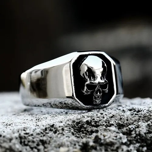 WOLFHA JEWELRY Retro Punk Gothic Simple Skull Ring 3