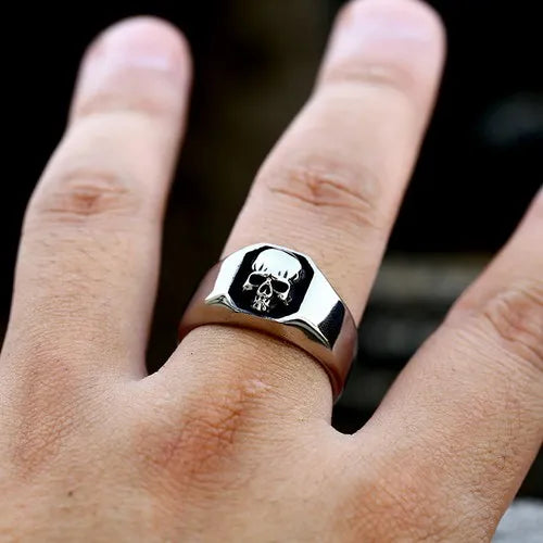 WOLFHA JEWELRY Retro Punk Gothic Simple Skull Ring 4
