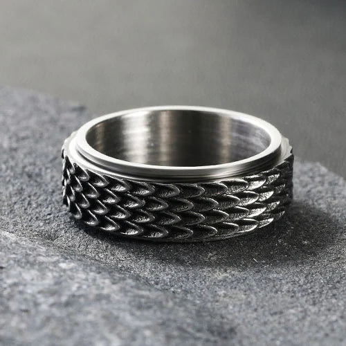 WOLFHA  JEWELRY RINGS Retro Dragon Scale Spinner Anxiety Ring 1