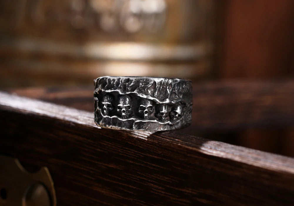 WOLFHA  JEWELRY RINGS Retro Gothic Punk Style Skull Stainless Steel Ring 3