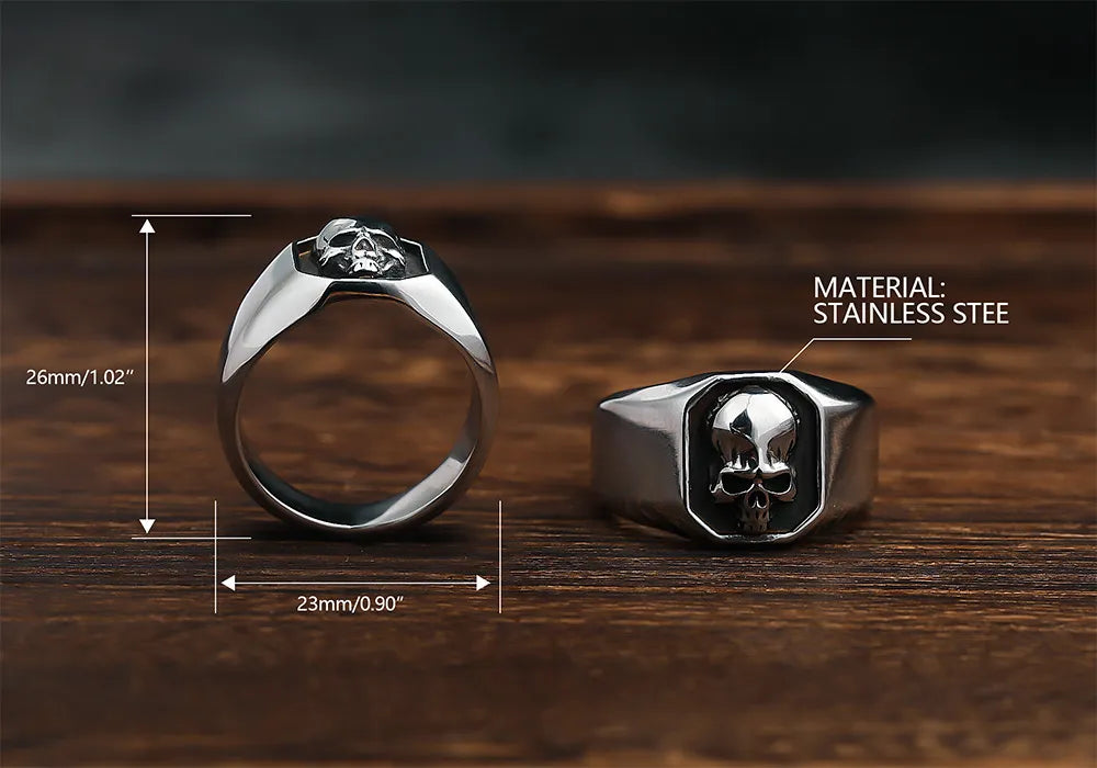 WOLFHA Retro Punk Gothic Simple Skull Ring