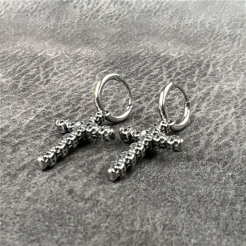 WOLFHA JEWELRY Skull Cross Hinged Hoop Earrings 5