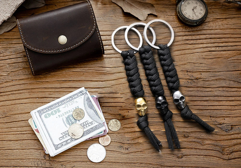 WOLFHA  JEWELRY Skull Parachute Rope Keychain 4