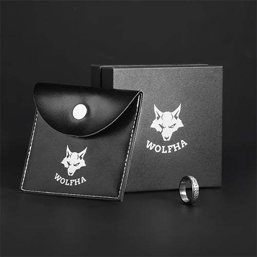 WOLFHA JEWELRY RINGS Stylish Vintage Stainless Steel Hammered White Gold Anxiety Spinner Ring 8