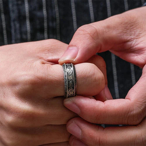 WOLFHA JEWELRY RINGS Tree of Life with Rune Stainless Steel Viking Ring Silver 7