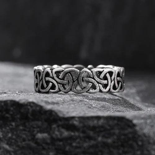 WOLFHA JEWELRY Triangle Celtic Knot Stainless Steel Ring 7