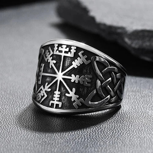 WOLFHA JEWELRY Viking Celtic Knot Compass Stainless Steel Ring 7