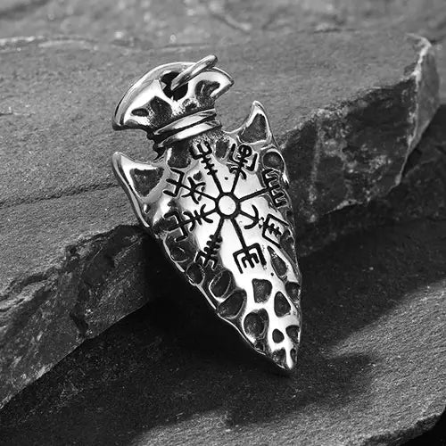 WOLFHA JEWELRY Viking Compass Arrows Stainless Steel Pendant Silver 2
