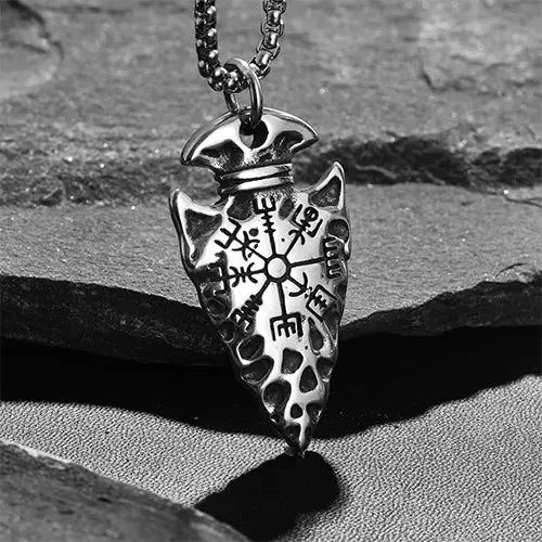 WOLFHA JEWELRY Viking Compass Arrows Stainless Steel Pendant Silver 1