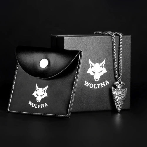 WOLFHA JEWELRY Viking Compass Arrows Stainless Steel Pendant Silver 6