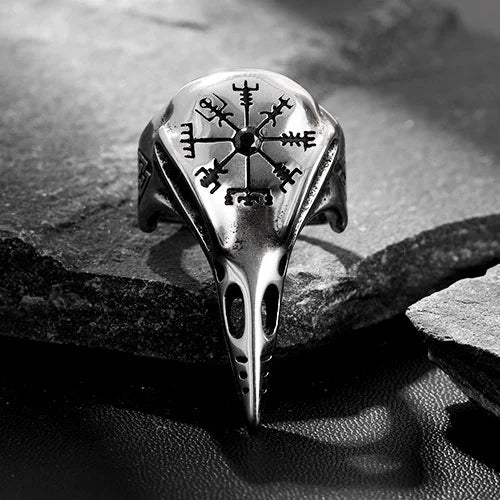 WOLFHA JEWELRY RINGS Viking Crow with Gemstone Stainless Steel Ring 3