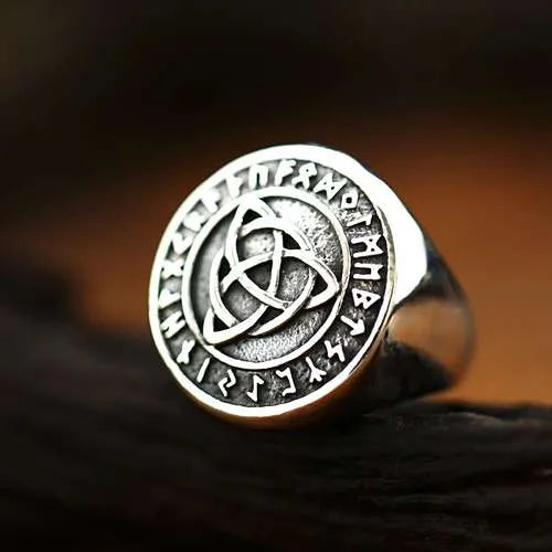 WOLFHA JEWELRY Viking Rune Celtic Knot Stainless Steel Ring 2