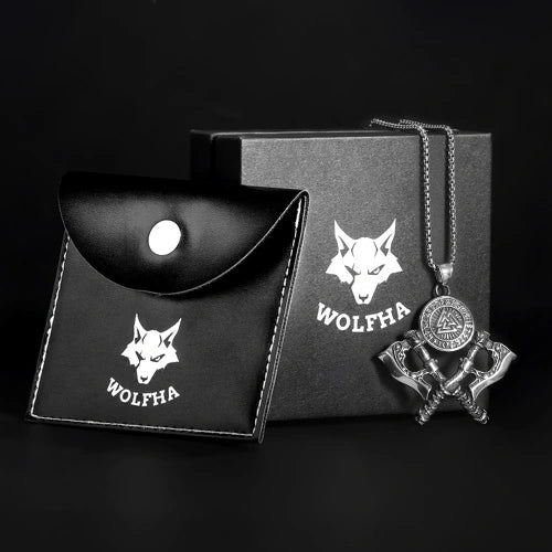 WOLFHA JEWELRY Viking Tomahawk Rune Valknut Stainless Steel Pendant Silver 7