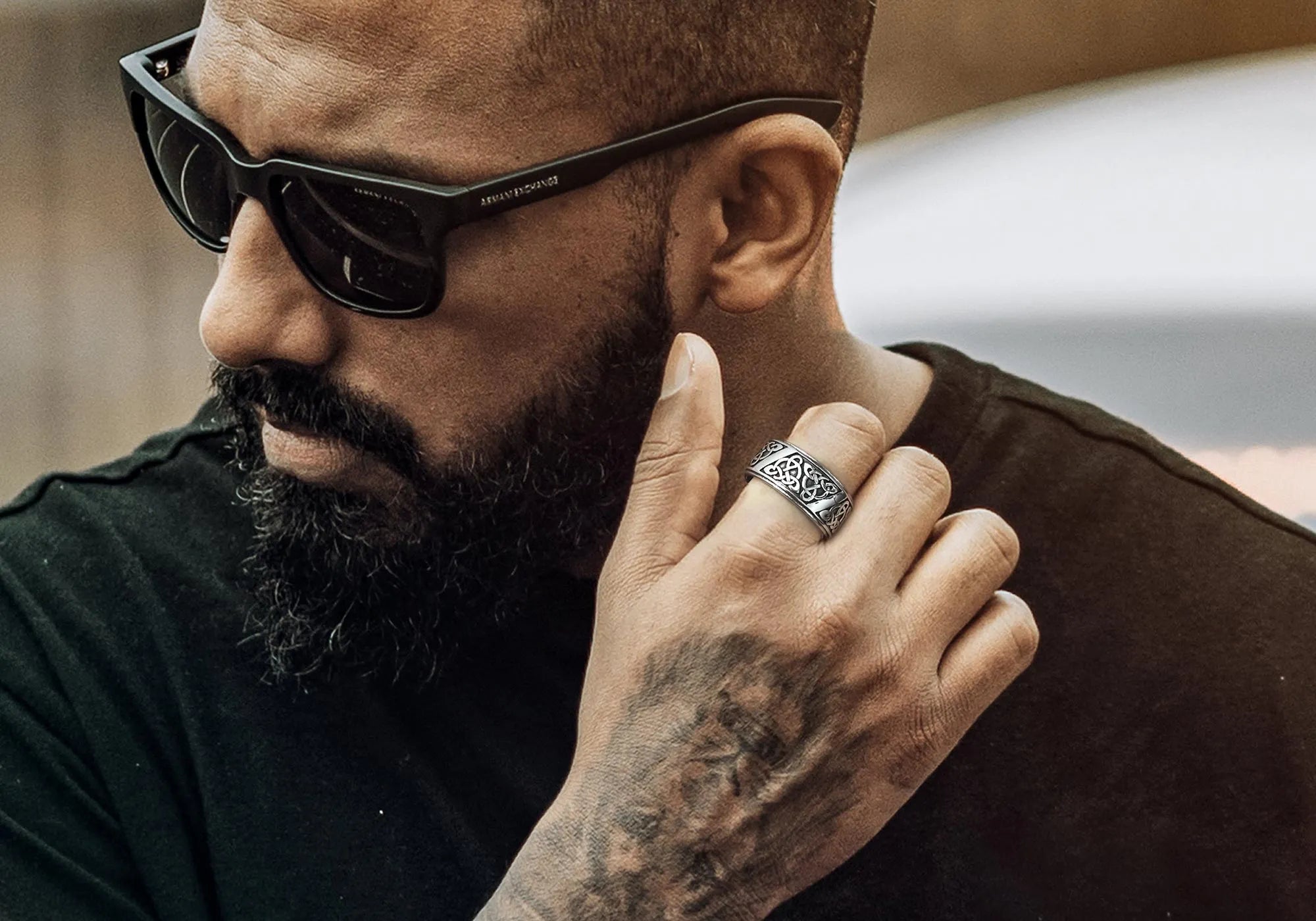 WOLFHA Viking Celtic Knot Couple Love Rings